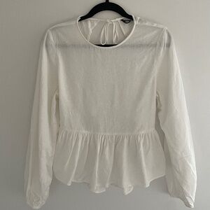 Linen-blend Zara peplum and cutout top